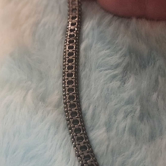 Black rodium over sterling CZ line bracelet - Picture 8 of 10
